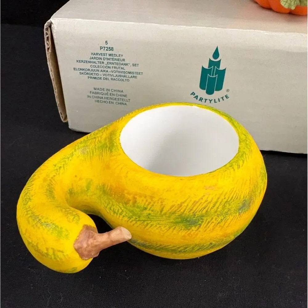 Vintage 2001 PartyLite Harvest Medley P7258 5 Pc Fruit Votive Candle Holders Box